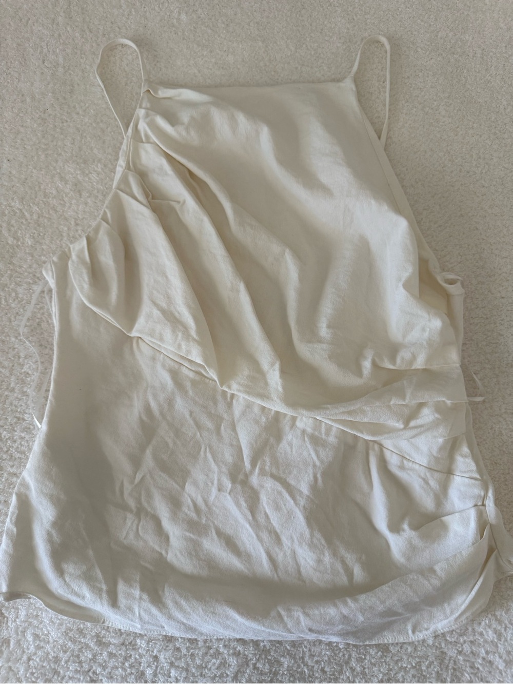 Zara Cream Asymmetric Ruffle Cami